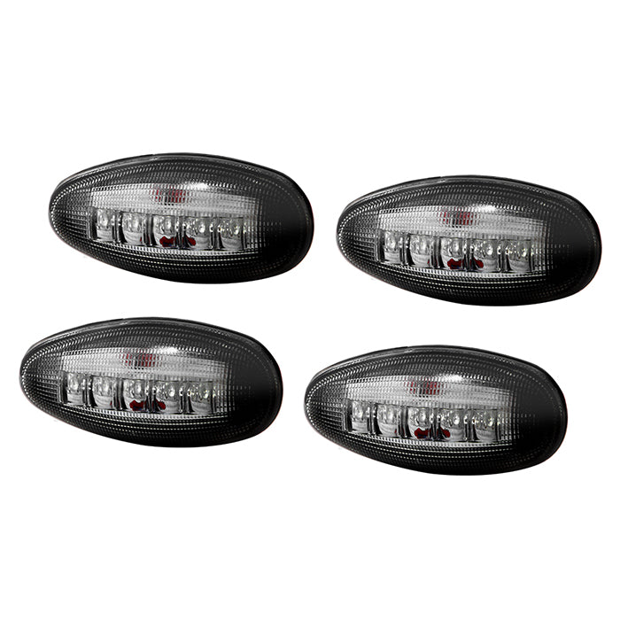 ( xTune ) GMC Sierra / Chevy Silverado 99-13 Dually 2 Red LED+2 Amber LED Side Fender Lights 4pcs - Smoke