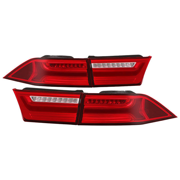 ( Akkon ) Acura TSX 2006-2008 Light Bar LED 4pcs Tail Lights - Red Clear