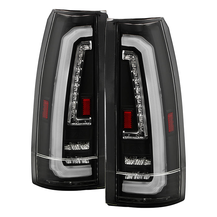 ( Akkon ) Chevy C/K Series 1500/2500/3500 88-98 / GMC Sierra 88-98 / Blazer 92-94 / Jimmy 92-94 / Suburban 92-99 / Tahoe 94-99 / Cadillac Escalade 99-00 / Yukon Denali 99-00 LED Tail Lights With DRL Led Light Bar - Black