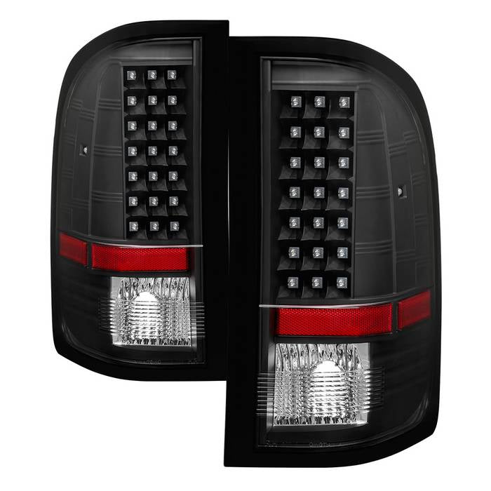 ( xTune ) Chevy Silverado 1500 07-13  2500HD/3500HD 07-14  GMC Sierra 3500HD Dually Models 07-14 ( 2010 Model With Single Reverse Socket 3047 Bulb ) LED Tail Lights - Black
