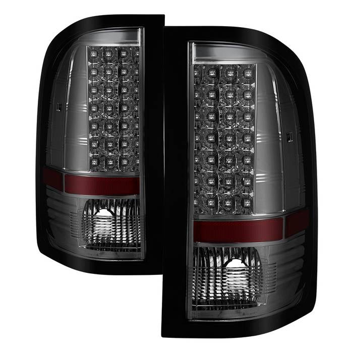 ( xTune ) Chevy Silverado 1500 07-13  2500HD/3500HD 07-14  GMC Sierra 3500HD Dually Models 07-14 ( 2010 Model With Single Reverse Socket 3047 Bulb ) LED Tail Lights - Smoke