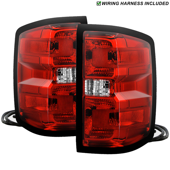 ( POE ) Chevy Silverado 1500 2014-2018 / Silverado 2500HD 3500HD 2015-2019 (will not work with factory LED type) Tail Lights Sets (Come With Socket and Wiring ) - Signal-7444LL(Not Included) ; Reverse-W16W(Not Inculded) ; Brake-7444LL(Not Included) -  OEM