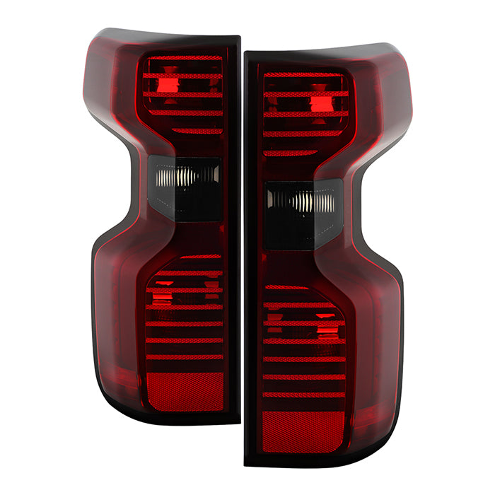 ( POE ) Chevy Silverado 19-21 1500 / 2500HD 3500 HD 20-21 Halogen Tail Lights - Signal-7443(Not Included) ; Reverse-921(Not Included) ; Brake-7443(Not Included)  - OE SET Red Smoke