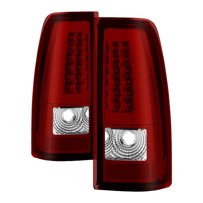( xTune ) Chevy Silverado 1500/2500/3500 99-02 / GMC Sierra 1500/2500/3500 99-06 and 2007 Sierra Classic  Light Bar Style LED Tail Lights - Red Clear