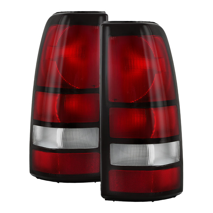( Akkon ) Chevy Silverado 99-02 / GMC Sierra 99-06 6 and 2007 Sierra Classic OE Style Tail Lights - Red Clear