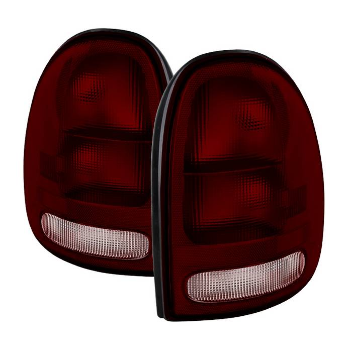 ( Akkon ) Dodge Caravan 96-00 / Chrysler Town & Country 96-00 / Dodge Grand Caravan 96-00 / Dodge Durango 98-03 / Plymouth Grand Voyager 96-00 OEM Style Tail Lights - Dark Red