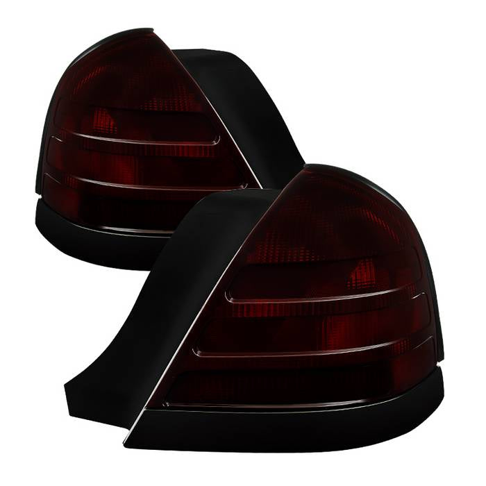 ( Akkon ) Ford Crown Victoria 1999-2011 ( Fit Models with 2 Bulb Socket / Chrome Bezel Only) OEM Style Tail Light - Red Smoked