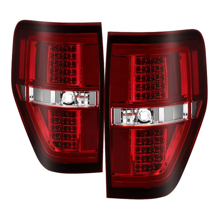 ( Akkon ) Ford F150 09-14 Light Bar LED Tail Lights - Red Clear
