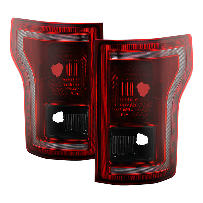 ( POE ) Ford F150 15-17 Halogen (No Blindsport) Tail Light - Signal-3157(Not Included) ; Reverse-W21W(Not Included) ; Brake-3157(Not Included) - SET Dark Red/Smoke