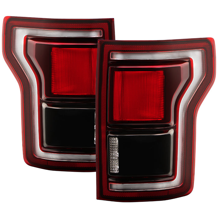 ( POE ) Ford F150 15-20 Fit Halogen (OE Plus Raptor BSD Style) LED Tail Lights - Red Smoke