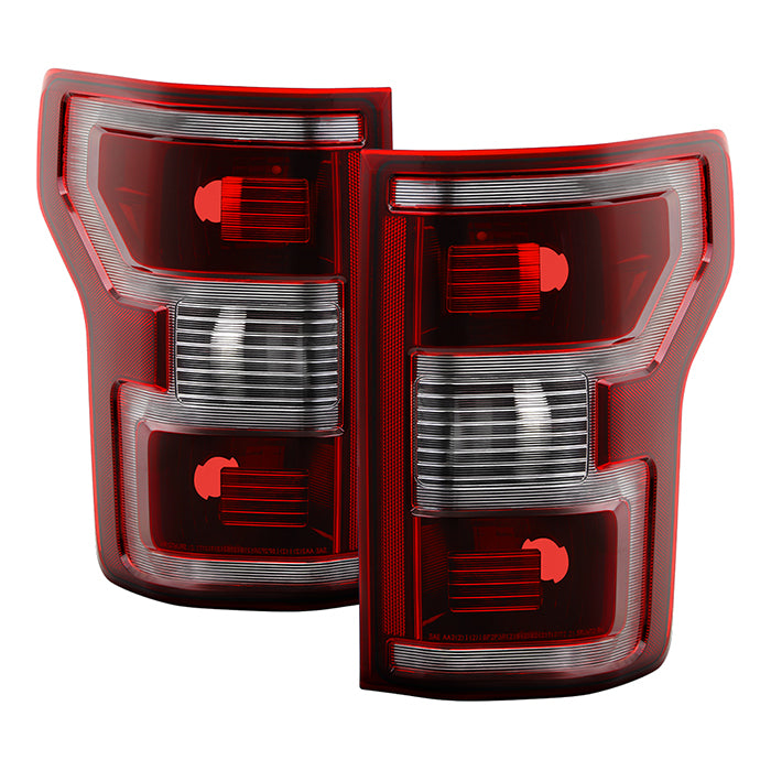 ( POE ) Ford F150 18-20 Halogen (No Blindsport) Tail Light - Signal-3157(Not Included) ; Reverse-3157(Not Included) ; Brake-3157(Not Included) - SET Dark Red/Smoke