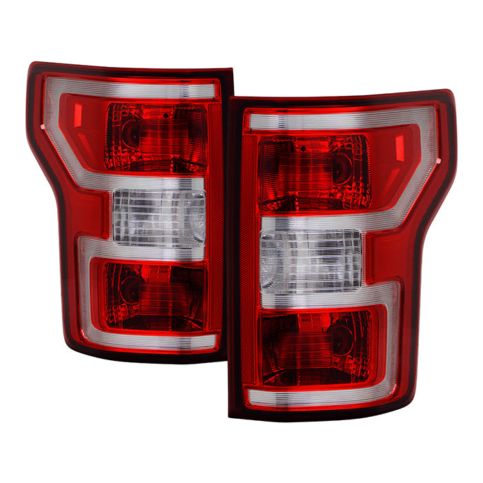 ( POE ) Ford F150 15-20 Halogen (18 Facelift Fit on 15 Model No Blindsport) Tail Lights - Signal-3157(Included) ; Reverse-W21W(Included) ; Brake-3157(Included) - SET OE Red / Clear