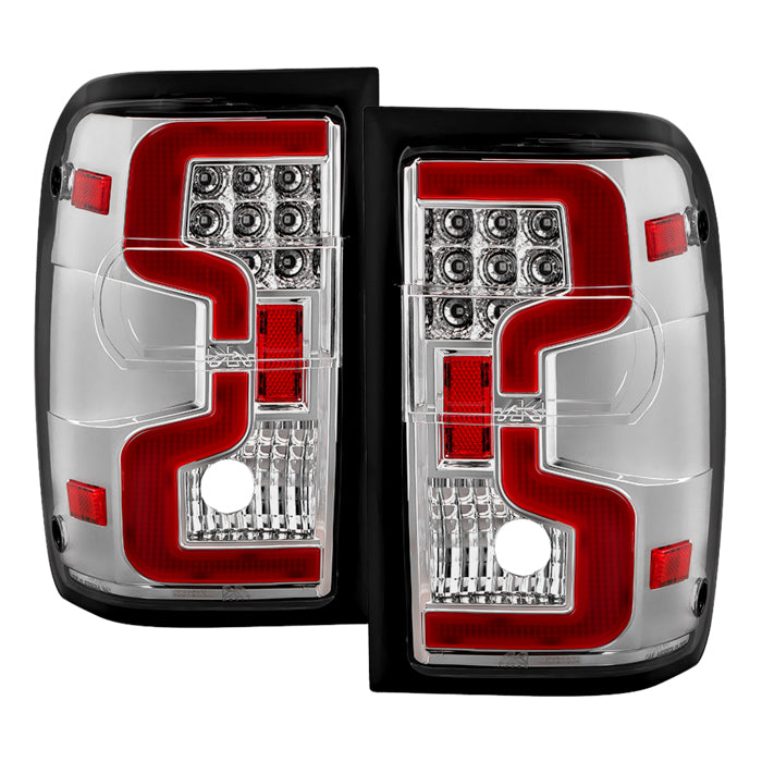 ( Akkon ) Ford 2001-2011 Ranger LED Tail Lights With Led Light Bar - Chrome