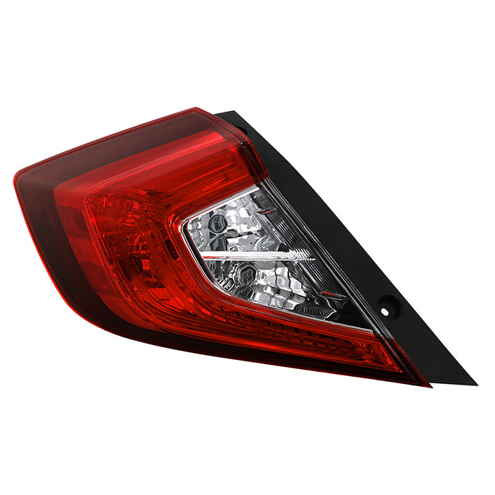 ( OE ) Honda Civic 2016 4D Sedan Red/Clear Tail Light - Signal-7440A(Included) ; Reverse-921(Included) ; Brake-7440(Included) - OE Left