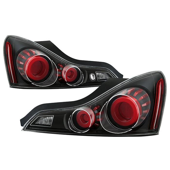 ( Akkon ) Infiniti G37 Coupe 08-13 / Q60 Coupe 14-15 LED Light Tube Style Tail Lights - Signal-LED ; Reverse-921(Included) - Black