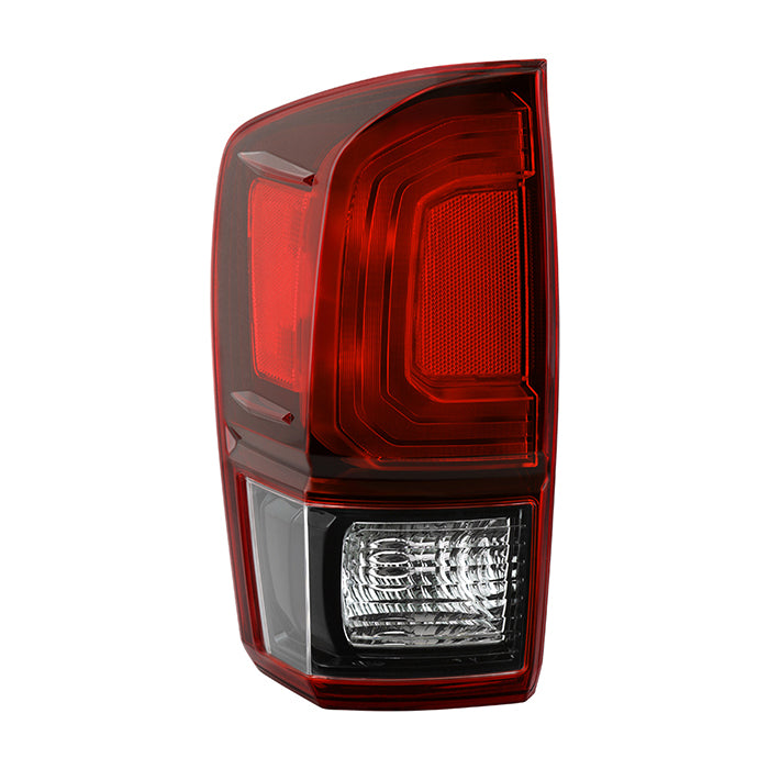 ( OE ) Toyota Tacoma 18-19 Black Housing / Red Clear Lens Tail light - Left [TO2800203] Signal-7443(Included) ; Reverse-921(Included) ; Brake-7443(Included) ; Parking-7443(Included) - OE Left