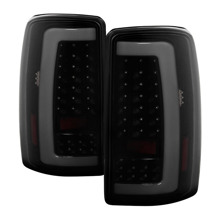 ( xTune ) Chevy Suburban/Tahoe 1500/2500 00-06 / GMC Yukon/Yukon XL 00-06 / GMC Yukon Denali/Denali XL 01-06 ( Lift Gate Style Only ) Version 2 LED Tail Lights - Light Bar C Shape Style - Reverse In LED - Black Smoke