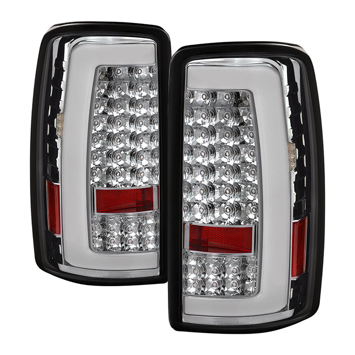 ( xTune ) Chevy Suburban/Tahoe 1500/2500 00-06 / GMC Yukon/Yukon XL 00-06 / GMC Yukon Denali/Denali XL 01-06 ( Lift Gate Style Only ) Version 2 LED Tail Lights - Light Bar C Shape Style - Reverse In LED - Chrome