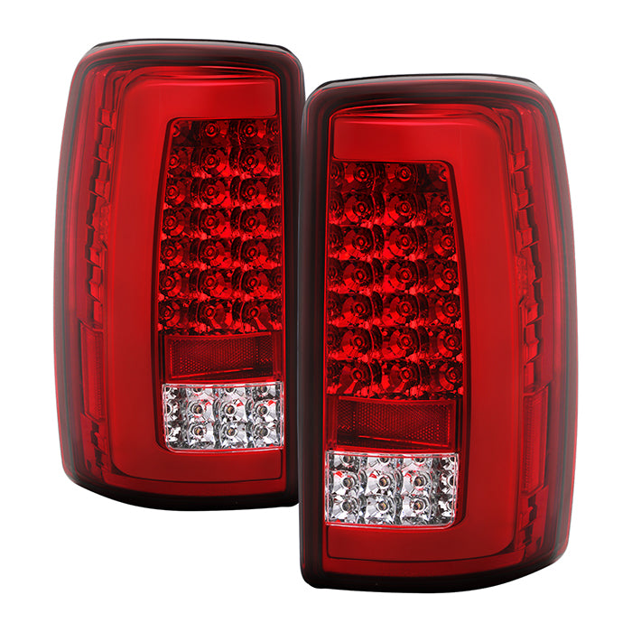 ( xTune ) Chevy Suburban/Tahoe 1500/2500 00-06 / GMC Yukon/Yukon XL 00-06 / GMC Yukon Denali/Denali XL 01-06 ( Lift Gate Style Only ) Version 2 LED Tail Lights - Light Bar C Shape Style - Reverse In LED - Red Clear
