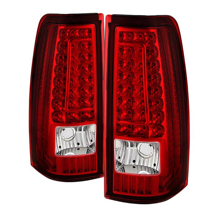 ( xTune ) Chevy Silverado 1500-2500-3500 03-06 and 2007 Silverado Classic ( Does Not Fit Stepside ) - C-Shape LED Tail Lights - Red Clear