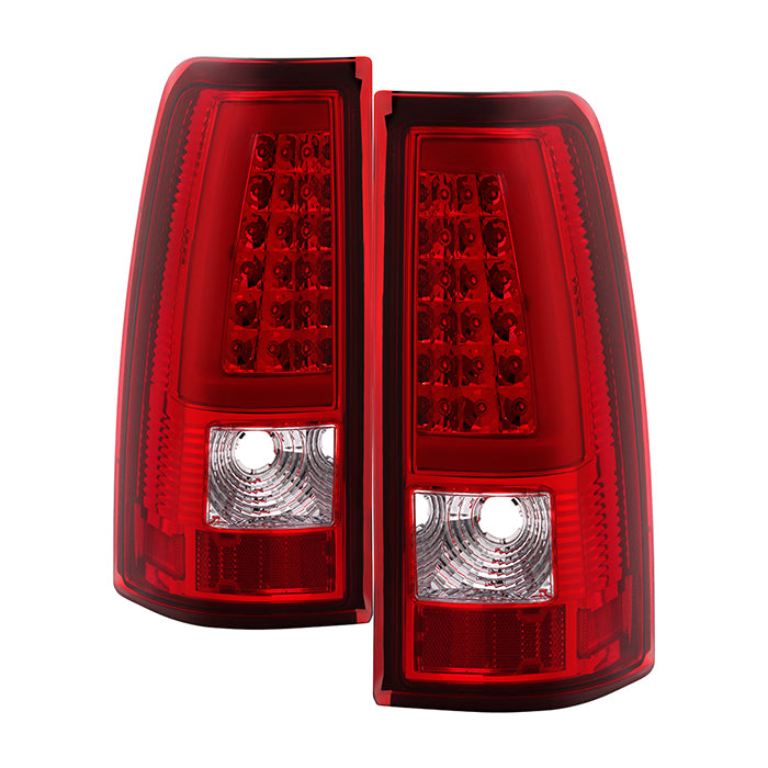 ( xTune ) Chevy Silverado 1500/2500/3500 03-07 Version 3 Tail Lights - Light Bar LED - Signal-LED ; Reverse-3157(Not Included) - Red Clear