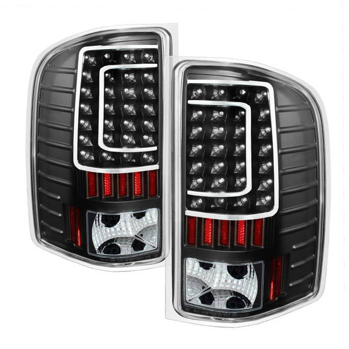 ( xTune ) Chevy Silverado 1500 07-13  2500HD/3500HD 07-14  GMC Sierra 3500HD Dually Models 07-14 ( Does Not Fit Model With  Reverse Bulb 921 ) LED Tail Lights - Black