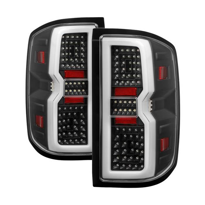 ( xTune ) 14–18 Chevy Silverado 1500/15–19 Silverado 2500HD/3500HD/15–19 GMC Sierra 3500HD Dually(non-LED only; excludes 2016 LTZ/Z71/High Country w/ factory LEDs) Light Bar LED Tail Lights - Black