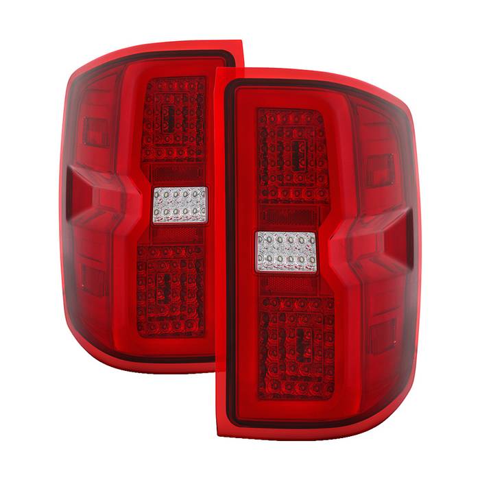 ( xTune ) 14–18 Chevy Silverado 1500/15–19 Silverado 2500HD/3500HD/15–19 GMC Sierra 3500HD Dually(non-LED only; excludes 2016 LTZ/Z71/High Country w/ factory LEDs) Light Bar LED Tail Lights - Red Clear