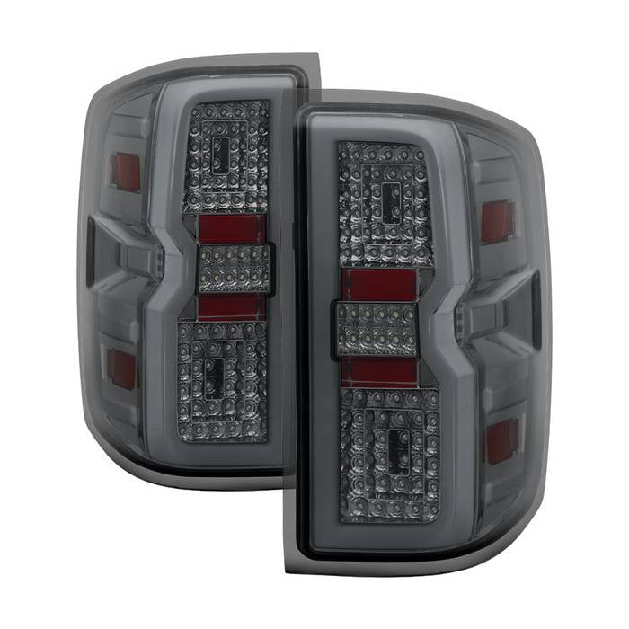 ( xTune ) 14–18 Chevy Silverado 1500/15–19 Silverado 2500HD/3500HD/15–19 GMC Sierra 3500HD Dually(non-LED only; excludes 2016 LTZ/Z71/High Country w/ factory LEDs) Light Bar LED Tail Lights - Smoke