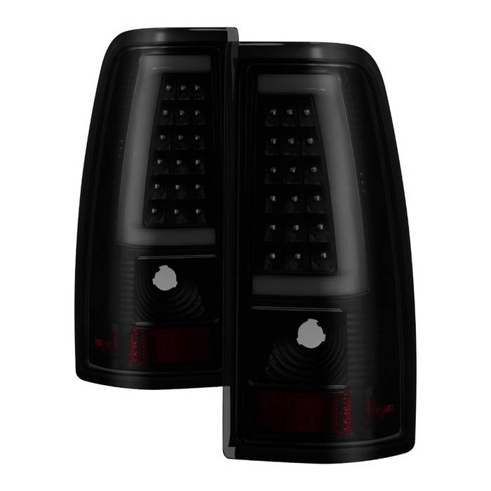 ( xTune ) Chevy Silverado 1500/2500/3500 99-02 / GMC Sierra 1500/2500/3500 99-06 and 2007 Sierra Classic  Version 3 Tail Lights - Light Bar LED - Black Smoke