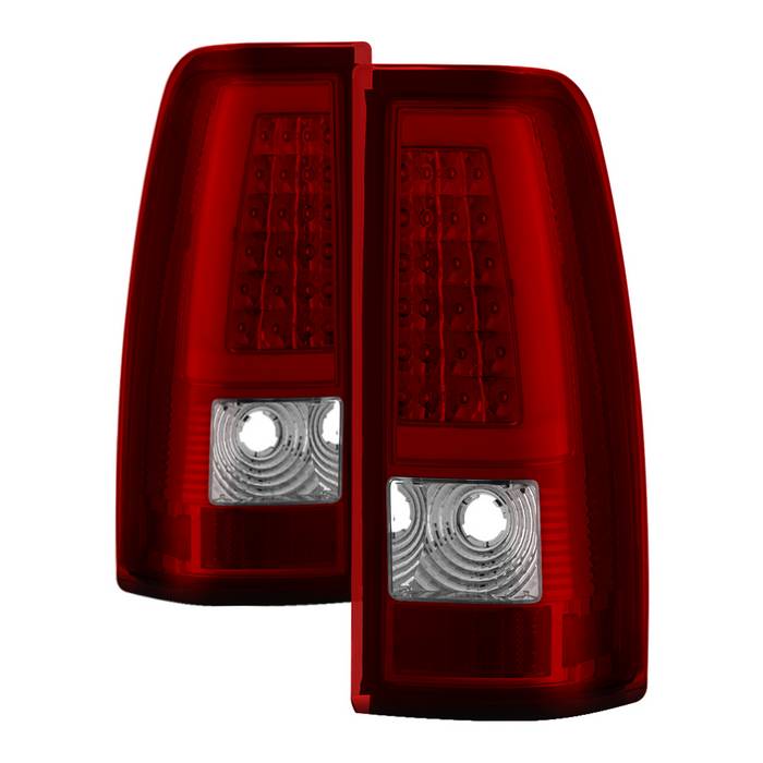 ( xTune ) Chevy Silverado 1500/2500/3500 99-02 / GMC Sierra 1500/2500/3500 99-06 and 2007 Sierra Classic  Version 3 Tail Lights - Light Bar LED - Red Clear