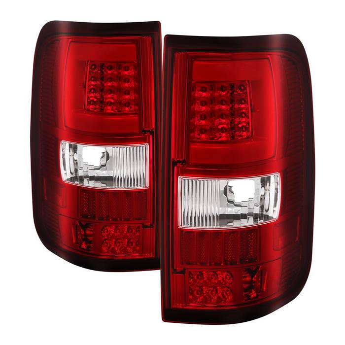 ( xTune ) Ford F150 Styleside 04-08 (Not Fit Heritage & SVT) Version 3 LED Tail Lights - Light Bar LED - Red Clear
