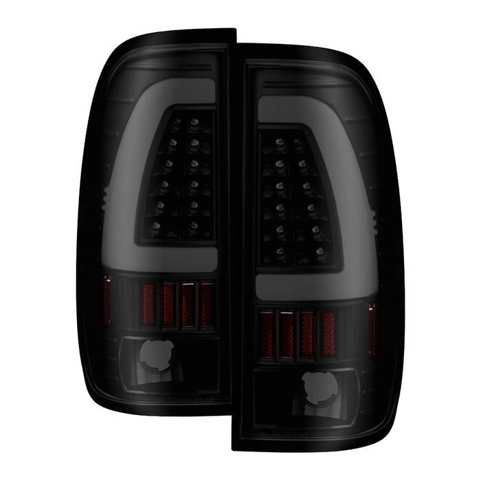 ( xTune ) Ford F150 Styleside 97-03 / F250/350/450/550 Super Duty 99-07 Light Bar LED Tail Lights - Black Smoke