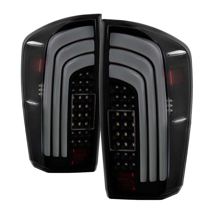 ( xTune ) Toyota Tacoma 16-19 LED Tail Lights - Sequential Turn Signal Light Bar - Reverse In LED - Black Smoke