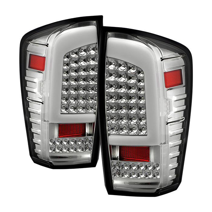 ( xTune ) Toyota Tacoma 16-19 Version 2 LED Tail Lights - Light Bar C Shape Style - Reverse In LED - Chrome