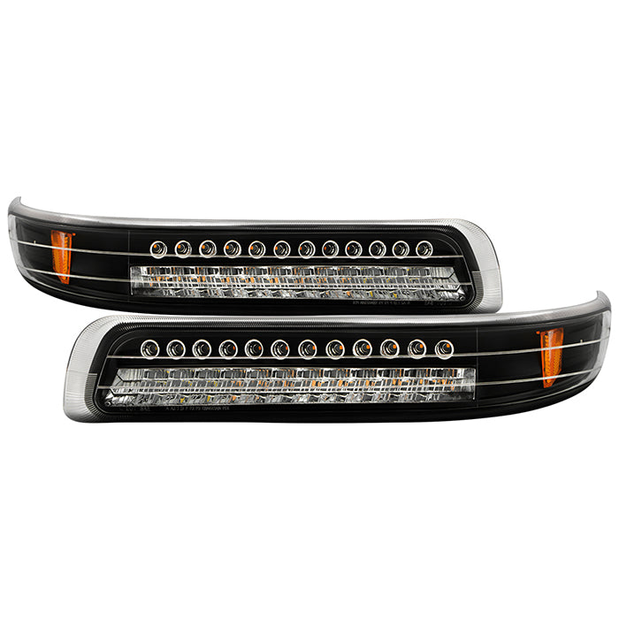 ( xTune ) Chevy Silverado 99-02 / Chevy Suburban/Tahoe 00-06 LED Amber Bumper Lights - Black
