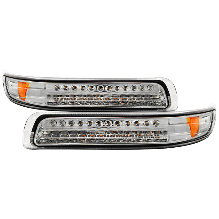 ( xTune ) Chevy Silverado 99-02 / Chevy Suburban/Tahoe 00-06 LED Amber Bumper Lights - Chrome