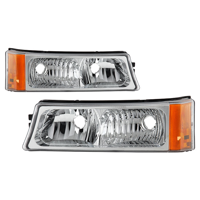 ( xTune ) Chevy Silverado 03-06 Bumper Lights - Amber Reflector - Chrome