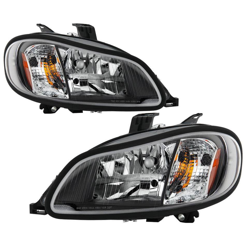 ( Akkon ) Freightliner Business Class M2 04-12 / M2 106 03-13 / Freightliner M2 112 09-13 OEM Style Headlights - Low Beam-9006(Not Included) ; High Beam-9005(Not Included) ; Signal-3157A(Not Included) - Black