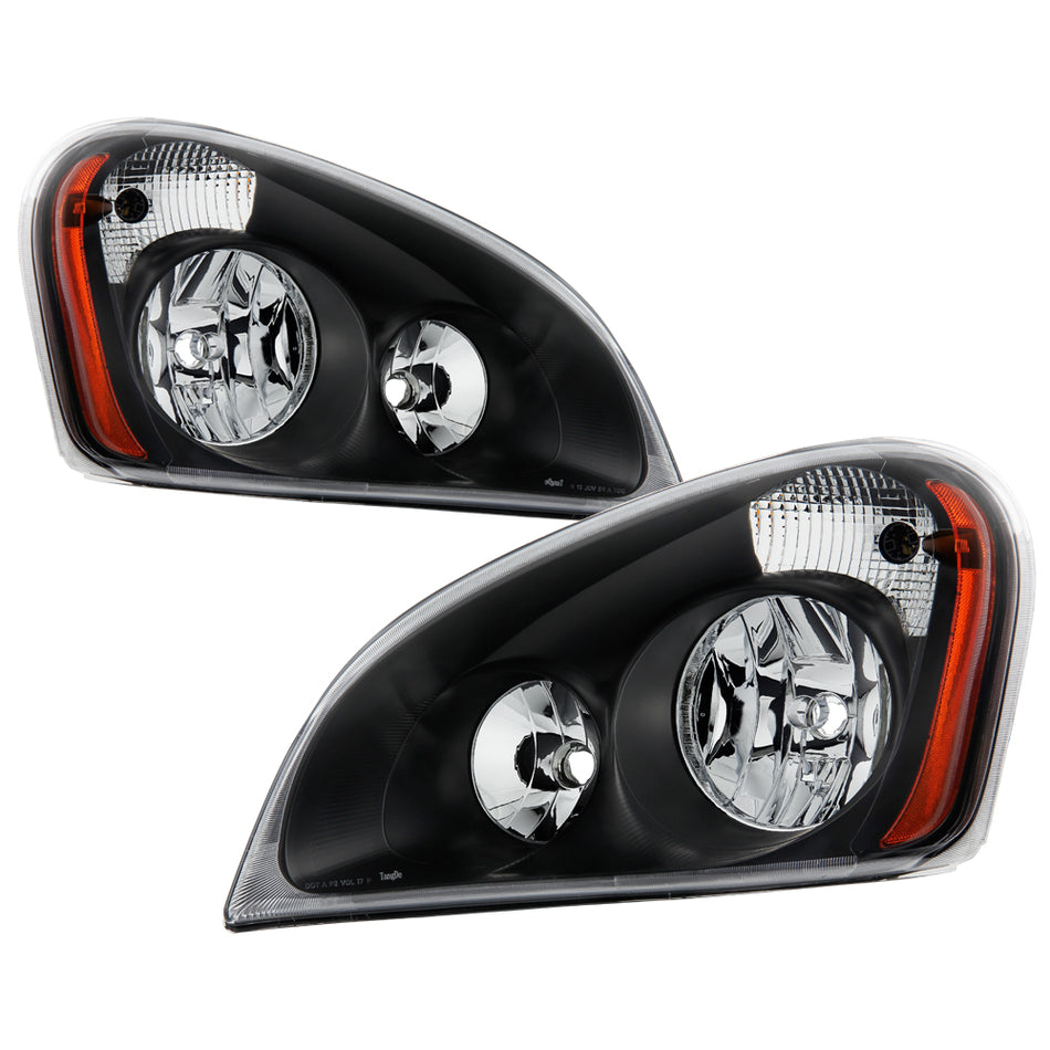 ( Akkon ) Freightliner Cascadia 2008-2016 Halogen Models Only OEM Style Headlights- Low Beam-H11(Not Included) ; High Beam-H11(Not Included) ; Signal-3157A(Not Included) - Black