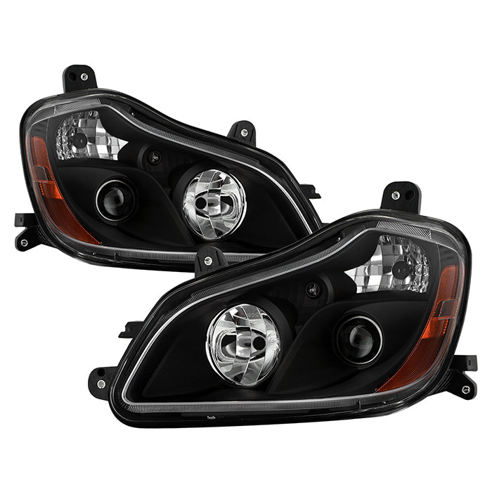 ( xTune ) Kenworth T680 headlight - black assembly 12V OE design - Low Beam-H11(Included) ; High Beam-HB3(Included) ; Sigmal-3157(Included) - Left + Right