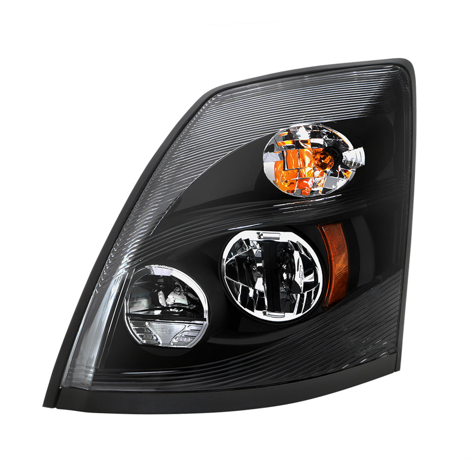 ( xTune ) Volvo VNL 14-17 head lamp LED assembly black 12V OEM - Low Beam-LED ; High Beam-LED ; Signal-3757A(Included) - Driver Side