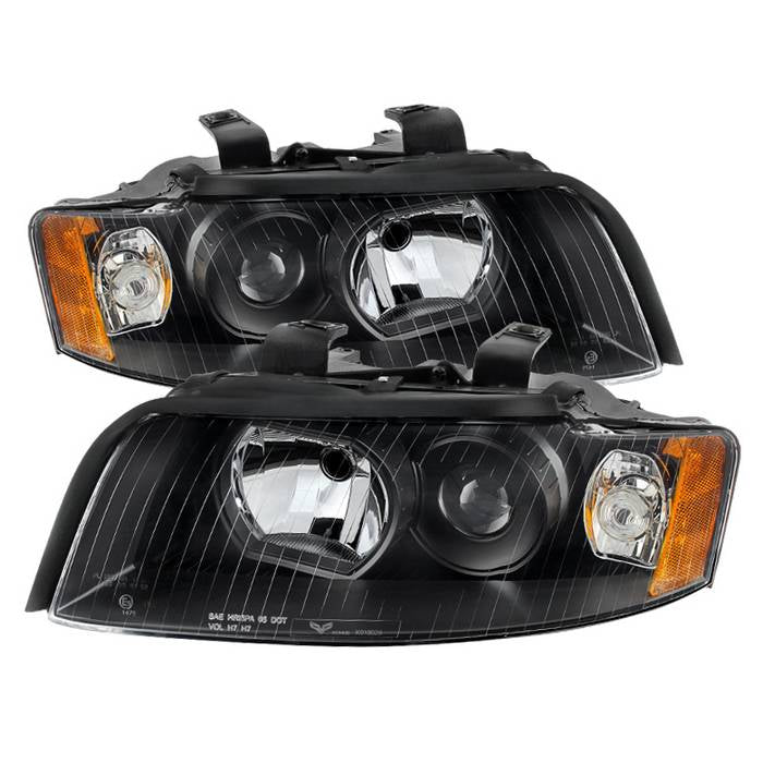 ( Akkon ) Audi A4 02-05 (Halogen Only  Does not fit HID models  also does not fit cabriolet convertible model) Crystal Headlights - Black