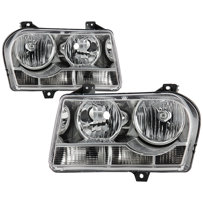 ( Akkon ) Chrysler 300  05-08 Halogen Non-Projection Style Only (Does Not Fit 300C or SRT-8 Models that use Projection Halogen or Xenon Headlights ) Crystal headlights - Chrome