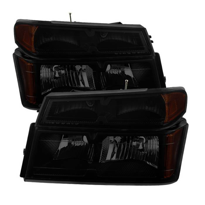 ( xTune ) Chevy  Colorado 04-12 / Canyon 04-12 / Isuzu i-208 i-350 2006 / Isuzu i-290 i-370 2007-2008 OEM headlights With Bumper Lights - Black Smoked