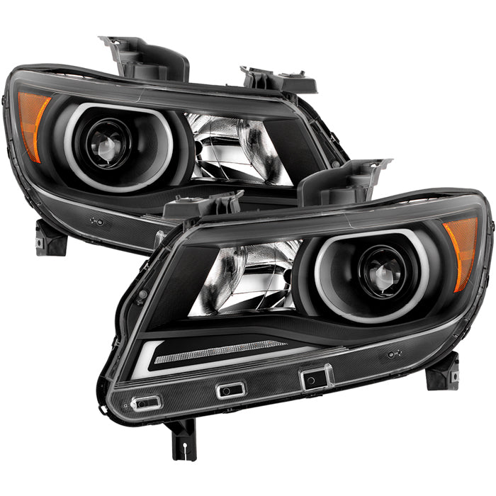 ( Akkon ) Chevy Colorado 2015-2021 Halogen Models Only ( Don t fit Xenon HID and Projector Models ) Led Light Bar Headlights With Welcome Lights and Sequential Turn Signal - Black
