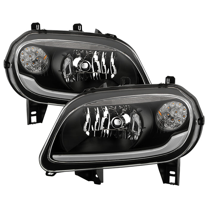 ( Akkon ) Chevy HHR 2006-2011 Headlights With Led Light Bar - Black