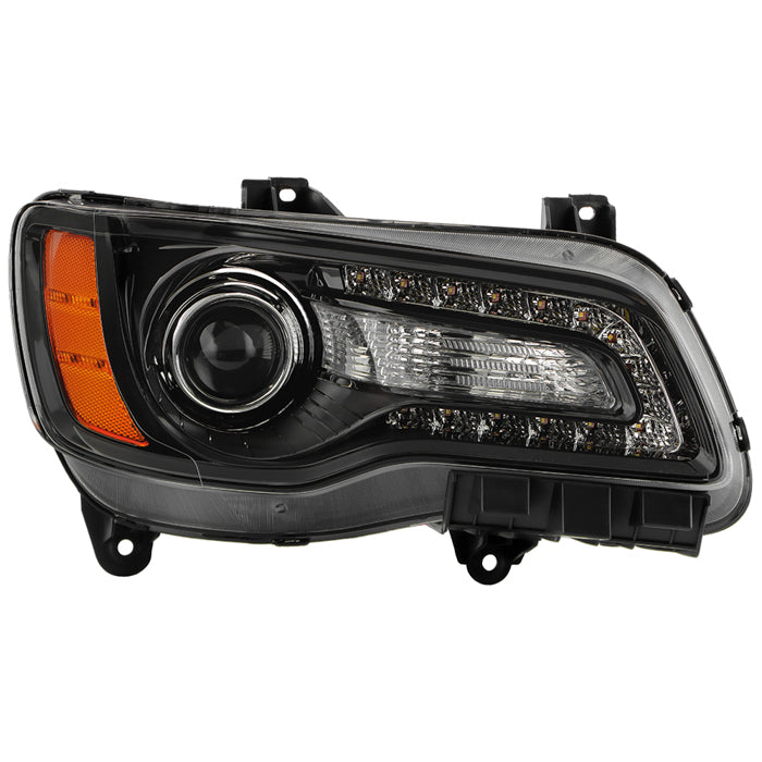 ( POE ) Chrysler 300 11-14 Bi Xenon HID (Non AFS) Black Bezel Projector Headlight -OE Black Right (HID Bulb: High/Low D3S)