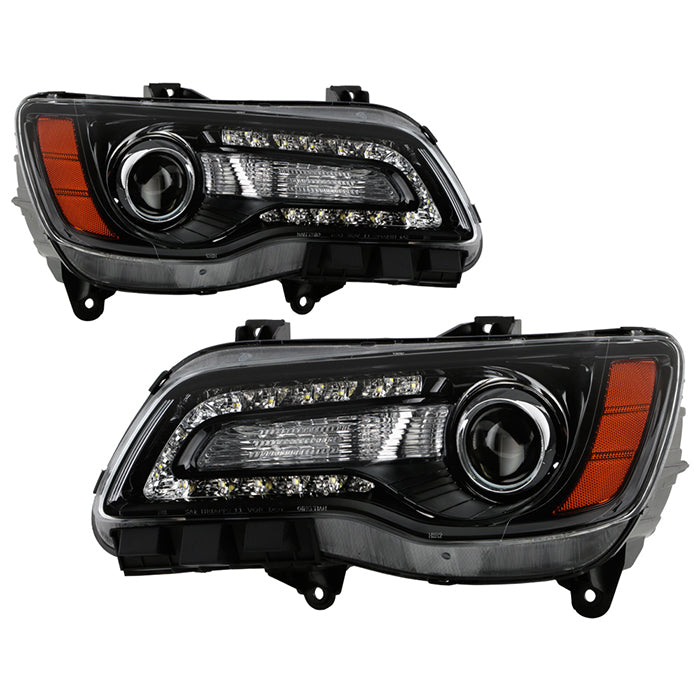 ( OE ) Chrysler 300 Halogen Only 2011-2014 (Won‘t Fit HID Models ) Black Bezel OEM Style Headlight - Low Beam-9012(Included) ; High Beam-9012(Included) ; Signal-2504(Not Included) - Left and Right