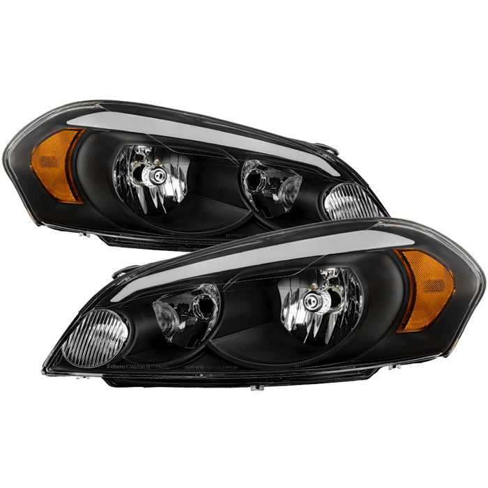 ( xTune ) Chevy Impala 06-13 Monte Carlo 06-07 Crystal Headlights with Led Light Bar  - Black